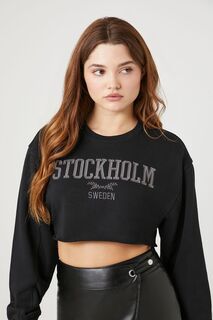 Укороченная футболка с графическим рисунком Stockholm Forever 21, черный