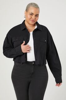 Укороченная рубашка из твила больших размеров Forever 21, черный