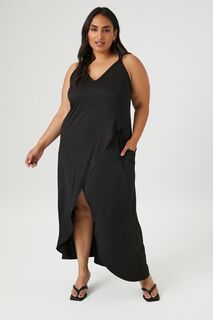 Платье макси с перекрещивающимся краем-тюльпаном больших размеров Forever 21, черный