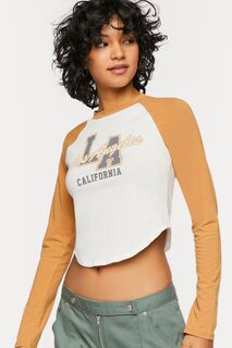 Футболка реглан с графическим рисунком Los Angeles Forever 21, кэмел