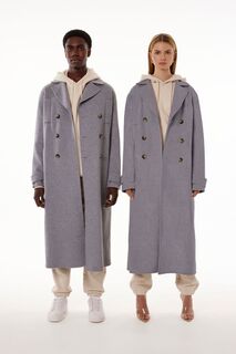Двубортное пальто унисекс Barneys New York Forever 21, серый