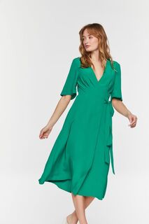 Платье-миди из крепа с запахом Forever 21, зеленый