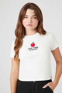 Детская футболка с вышитой графикой The Big Apple Forever 21, белый