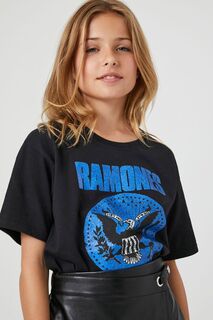 Футболка Ramones с рисунком для девочек Forever 21, черный