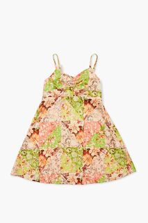 Платье-комбинация с цветочным принтом для девочек Forever 21, зеленый
