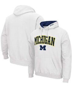 Мужской белый пуловер с капюшоном Michigan Wolverines Arch Logo 3.0 Colosseum