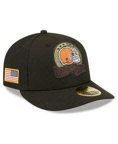 Мужская черная приталенная шляпа Cleveland Browns 2022 Salute To Service Low Profile 59FIFTY New Era