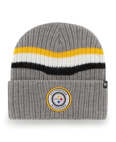 Мужская серая вязаная шапка Pittsburgh Steelers Highline с манжетами &apos;47 Brand