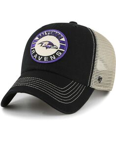 Мужская черная, натуральная регулируемая шапка Baltimore Ravens Notch Trucker Clean Up &apos;47 Brand