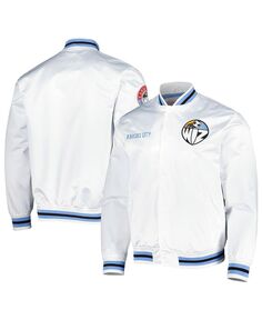 Мужская белая атласная куртка Sporting Kansas City City на кнопках белого цвета Mitchell &amp; Ness