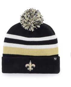 Мужская черная вязаная шапка New Orleans Saints State Line с манжетами и помпоном &apos;47 Brand