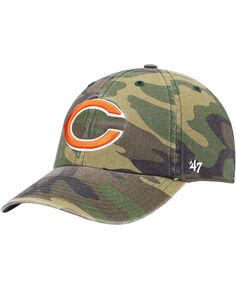 Мужская камуфляжная регулируемая шапка с логотипом Chicago Bears Woodland Clean Up &apos;47 Brand
