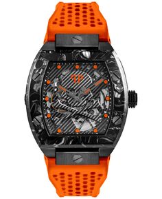 Мужские автоматические часы The $keleton Sport Master оранжевый с перфорированным силиконовым ремешком, 44x56 мм Philipp Plein