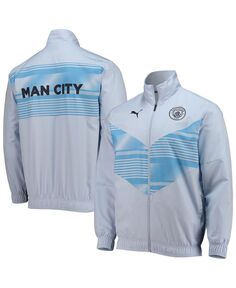 Мужская предматчевая куртка во всю молнию небесно-голубого цвета Manchester City 2022/23 Puma