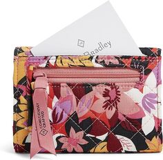 Женский хлопковый компактный кошелек Vera Bradley Riley с RFID-защитой, роза с цветочным рисунком