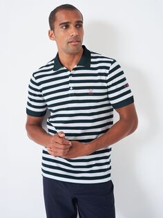 Рубашка-поло для гольфа в бретонскую полоску Crew Clothing, темно-синий/белый