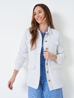 Удлиненная джинсовая куртка с четырьмя карманами Crew Clothing, белая