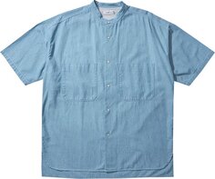 Рубашка nanamica Big Band Collar Wind Shirt &apos;Indigo Bleach&apos;, синий