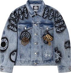 Куртка Stussy x Dries Van Noten Hand-Stencilled Denim Jacket &apos;Washed Blue&apos;, синий