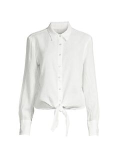 Курортная льняная рубашка с узлом 120% Lino, белый