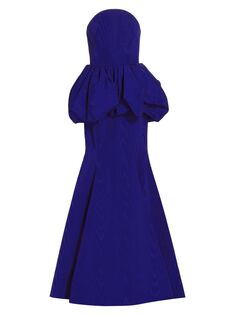Платье без бретелек с баской из тафты Jason Wu Collection, синий