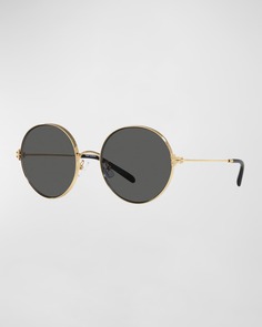 Круглые солнцезащитные очки T-Monogram из металла и пластика Tory Burch
