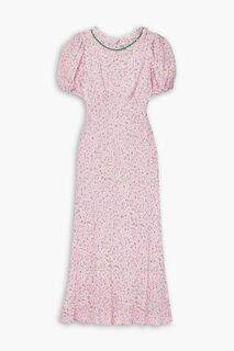 Платье миди Deia из вуали с оборками и цветочным принтом RIXO, розовый
