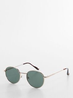 Круглые солнцезащитные очки Mango Brooklyn, золотисто-серые