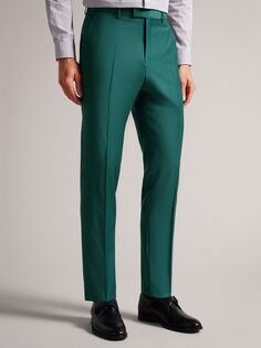 Шерстяные брюки прямого кроя Ted Baker Lothian, темно-зеленые