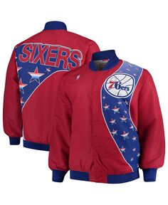 Мужская куртка для разминки Philadelphia 76ers Hardwood Classics Big and Tall Authentic - красная Mitchell &amp; Ness