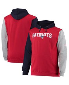 Мужской темно-синий красный пуловер с капюшоном New England Patriots Big and Tall Profile