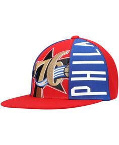 Мужская красная кепка Snapback Philadelphia 76ers из твердой древесины Classics Big Face Callout Mitchell &amp; Ness