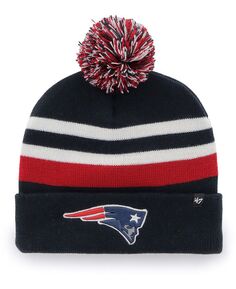Мужская темно-синяя вязаная шапка New England Patriots State Line с манжетами и помпоном &apos;47 Brand