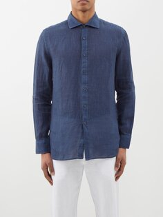 Рубашка из льна и вуали 120% Lino, синий