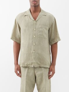 Льняная рубашка с кубинским воротником 120% Lino, зеленый