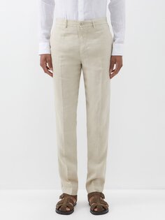 Узкие костюмные брюки из льна 120% Lino, бежевый