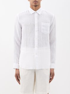 Льняная рубашка с заостренным воротником 120% Lino, белый