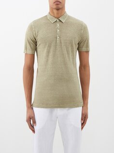 Рубашка-поло из льняного джерси 120% Lino, зеленый