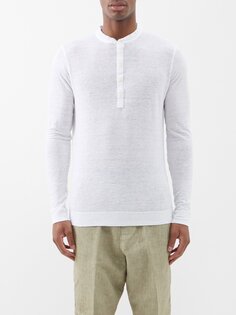 Топ henley из льняного джерси 120% Lino, белый