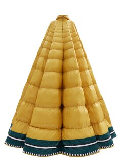 Полосатое платье erminia с капюшоном и наполнителем из пуха Moncler, желтый