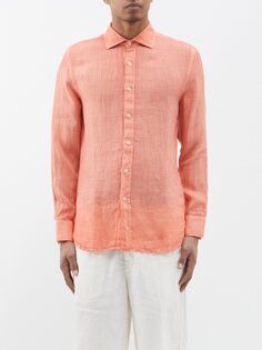 Льняная рубашка с длинными рукавами 120% Lino, оранжевый