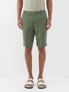 Льняные шорты с плоской передней частью 120% Lino, зеленый
