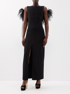 Атласное платье nerine с разрезом спереди и отделкой перьями 16Arlington, черный