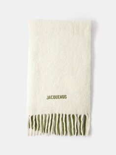 Шарф из муассона с бахромой и эффектом омбре из смеси альпаки Jacquemus, зеленый