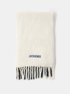 Шарф из муассона с бахромой и эффектом омбре из смеси альпаки Jacquemus, синий