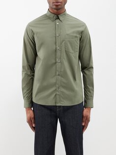 Рубашка edouard из хлопкового поплина с накладными карманами A.P.C., зеленый