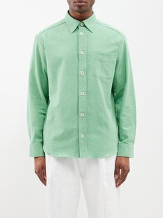 Рубашка acton из смесового хлопка с накладными карманами A.P.C., зеленый