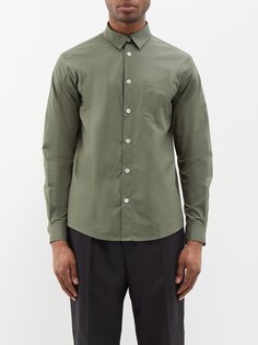 Рубашка clement из хлопкового поплина A.P.C., зеленый