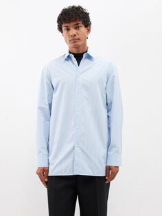 Рубашка tuesday из хлопкового поплина со складками Jil Sander, синий