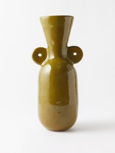 08 глазурованная ваза из керамогранита Jade Paton, зеленый